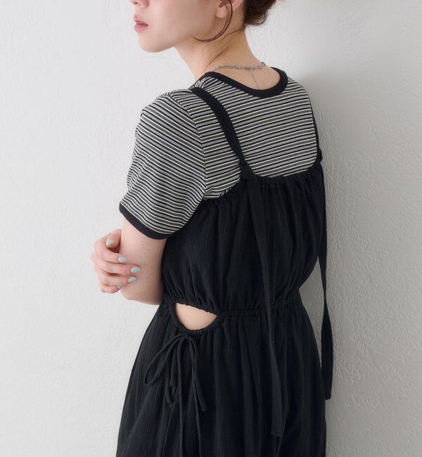  「【2サイズ展開/低身長サイズ】ホルターキャミサロペット」|オールインワン|