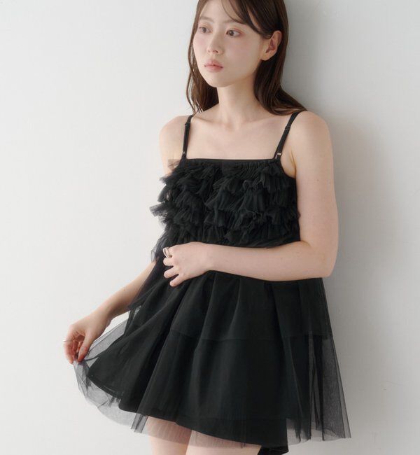  「ボリュームチュールチュニック」|チュニック|ブラック