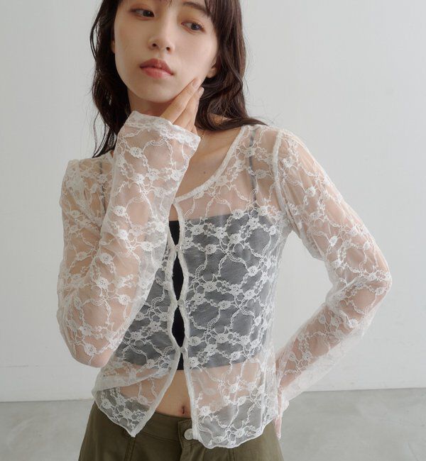  「スカラップカットレースカーディガン」|Tシャツ・カットソー|