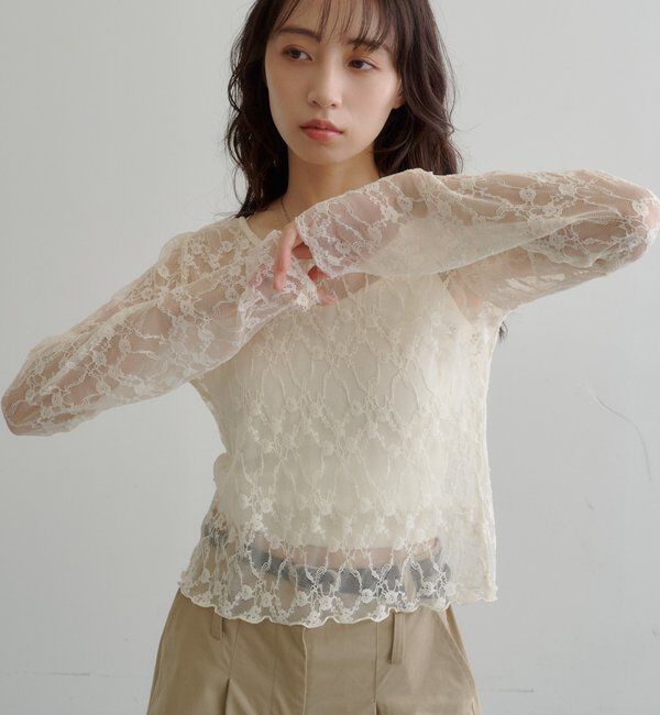  「スカラップカットレースカーディガン」|Tシャツ・カットソー|