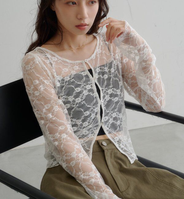  「スカラップカットレースカーディガン」|Tシャツ・カットソー|