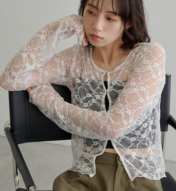  「スカラップカットレースカーディガン」|Tシャツ・カットソー|