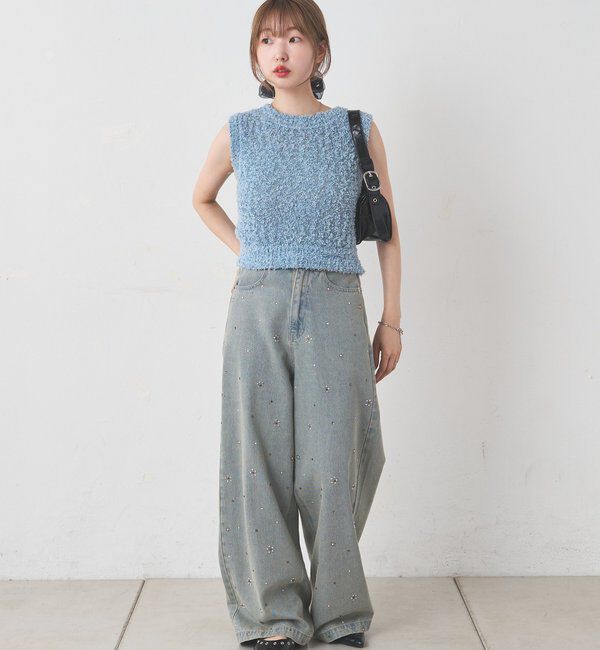  「【前後2WAY/4色展開】リボンヤーンタンク」|キャミソール|