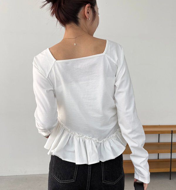  「【新色グレー/前後2WAY】アシメフリルロンT」|Tシャツ・カットソー|