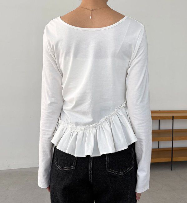  「【新色グレー/前後2WAY】アシメフリルロンT」|Tシャツ・カットソー|