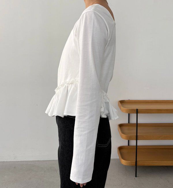  「【新色グレー/前後2WAY】アシメフリルロンT」|Tシャツ・カットソー|