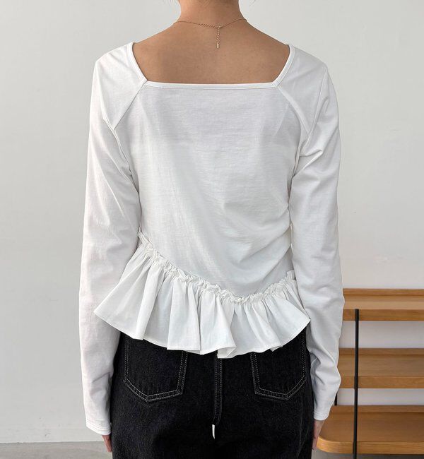  「【新色グレー/前後2WAY】アシメフリルロンT」|Tシャツ・カットソー|