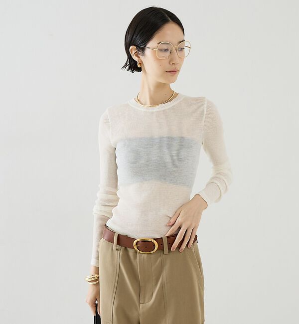 The Store by C' 「【COCUCA】ウールシフォンリブプルオーバー」|Tシャツ・カットソー|オフホワイト