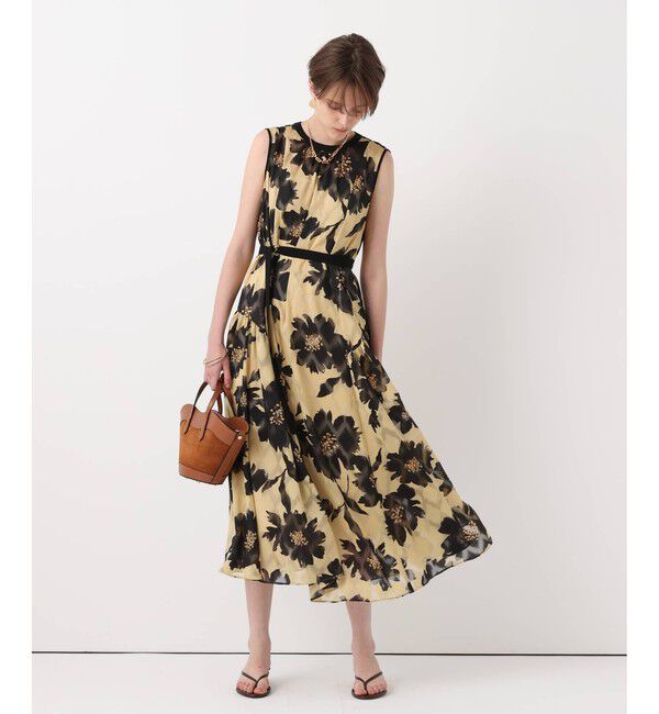 allureville「BIG FLOWER シアードレス」|ワンピース|ベージュ