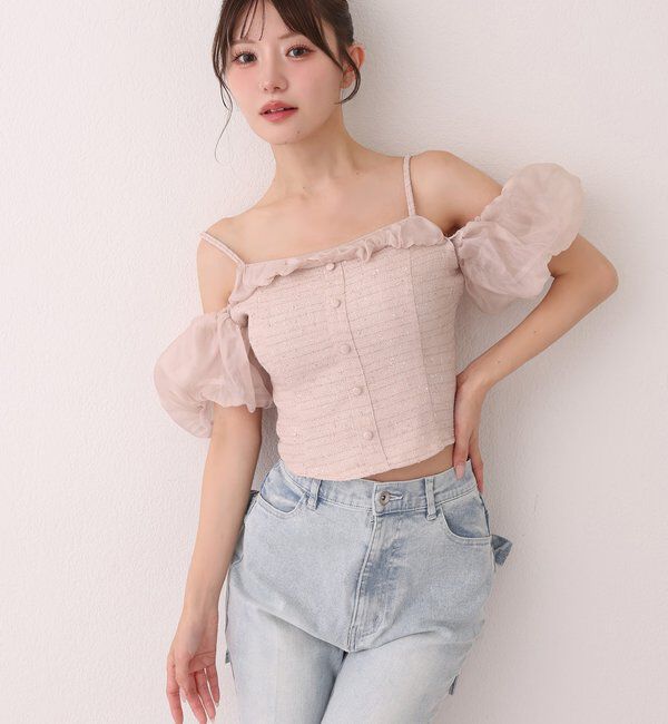  「【SMサイズ展開】リボンアレンジキラキラ美脚デニム」|その他|