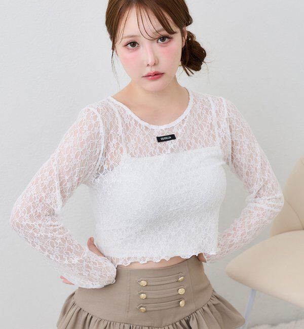  「プレート付きレーストップス」|プルオーバー|オフホワイト