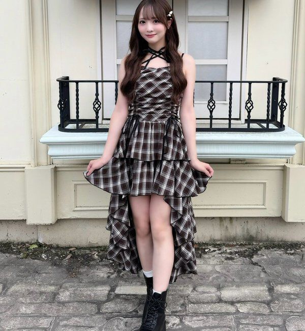  「アシメティアードロングキャミワンピース」|ワンピース|