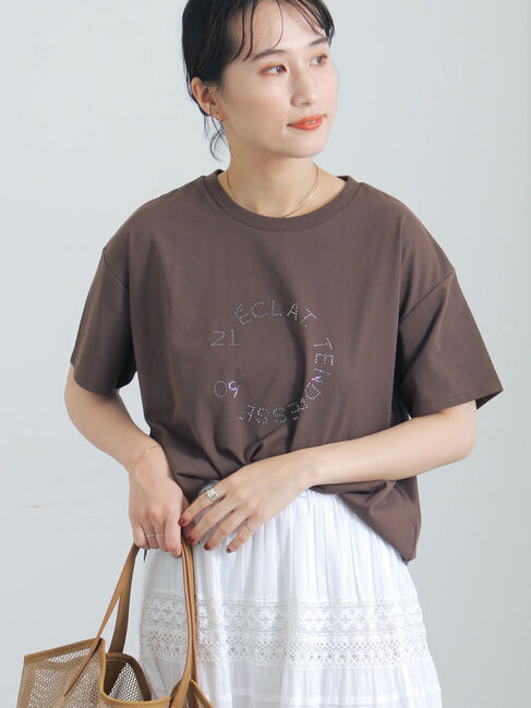 Te chichi「ラインストーンサークルロゴTシャツ《新色追加》」|Tシャツ・カットソー|ブラウン