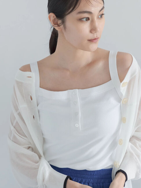 Te chichi「【接触冷感】前後2WAYヘンリーネックスクエアタンク」|タンクトップ|オフホワイト