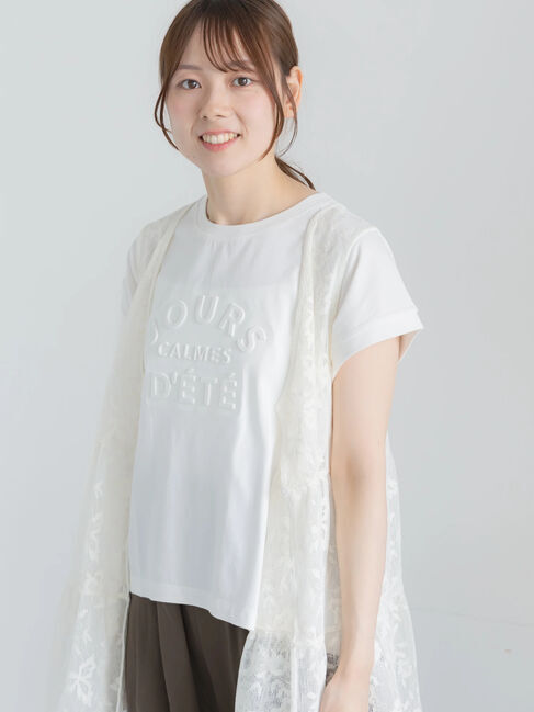 Te chichi「【接触冷感】エンボスロゴフレンチスリーブTシャツ」|Tシャツ・カットソー|オフホワイト