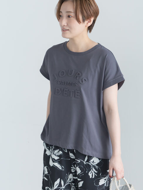 Te chichi「【接触冷感】エンボスロゴフレンチスリーブTシャツ」|Tシャツ・カットソー|チャコールグレー