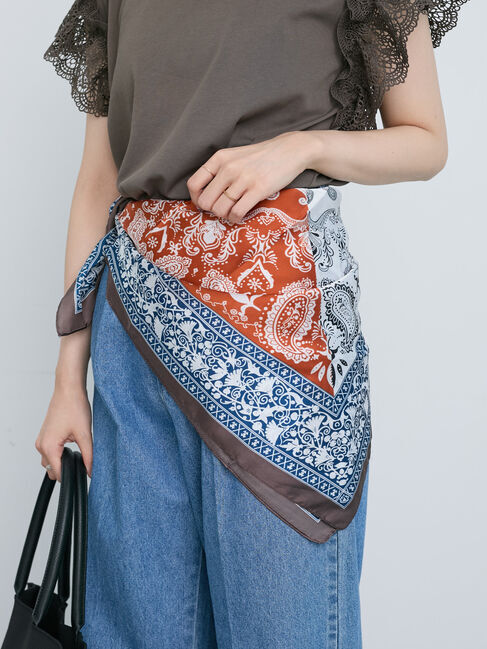 Te chichi「ペイズリー柄バイカラースカーフ」|その他|オレンジ