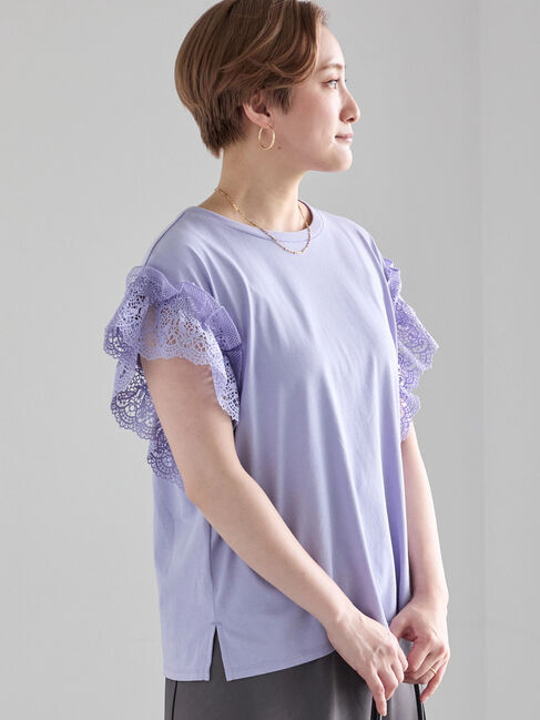 Te chichi「レーススリーブTシャツ」|Tシャツ・カットソー|パープル