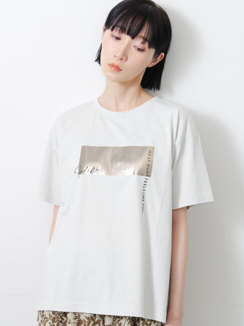 Samansa Mos2「◇【接触冷感】アソート箔プリントTシャツ」|Tシャツ・カットソー|Ｓグレー