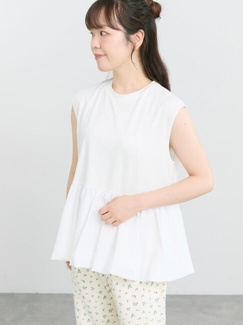 Samansa Mos2「◆バルーンペプラムフレンチT」|Tシャツ・カットソー|オフホワイト