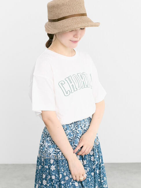 Samansa Mos2「【オーガニックコットン】ロゴプリントTシャツ」|Tシャツ・カットソー|オフホワイト