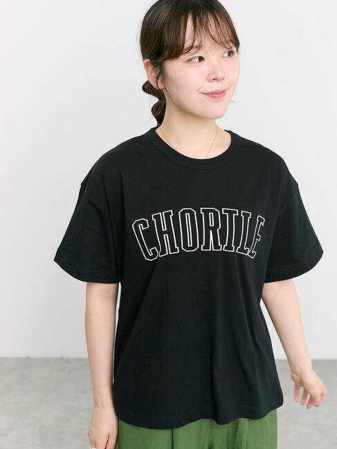 Samansa Mos2「【オーガニックコットン】ロゴプリントTシャツ」|Tシャツ・カットソー|ブラック