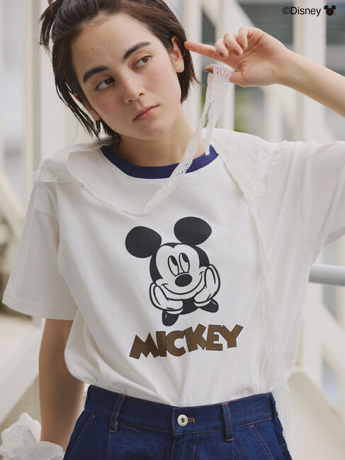 Samansa Mos2「【Disney】ミッキーマウス/リンガーTシャツ」|Tシャツ・カットソー|