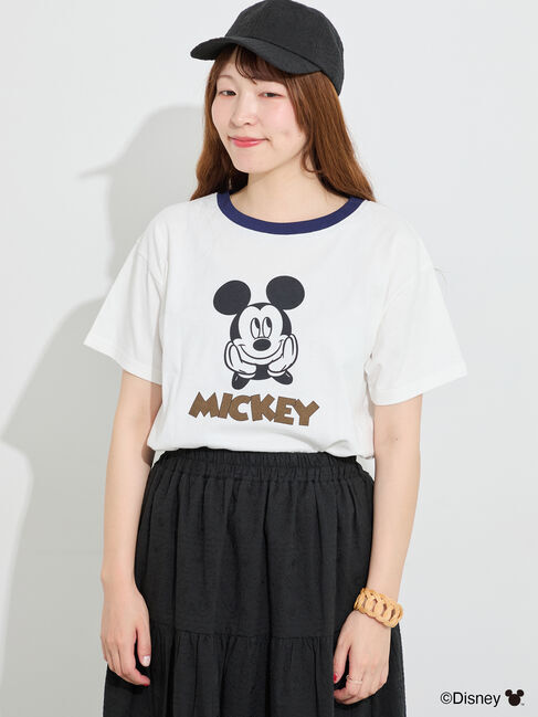 Samansa Mos2「【Disney】ミッキーマウス/リンガーTシャツ」|Tシャツ・カットソー|