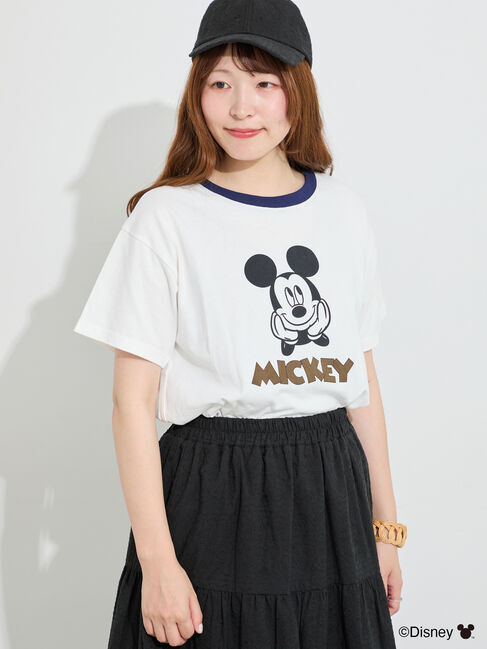 Samansa Mos2「【Disney】ミッキーマウス/リンガーTシャツ」|Tシャツ・カットソー|
