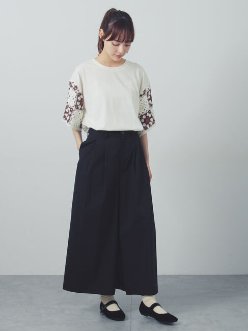Samansa Mos2「【接触冷感】モチーフ編みコンビカットソー」|Tシャツ・カットソー|