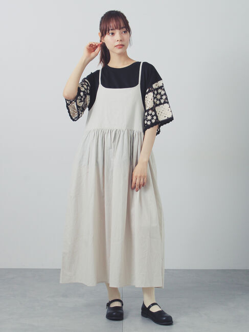 Samansa Mos2「【接触冷感】モチーフ編みコンビカットソー」|Tシャツ・カットソー|
