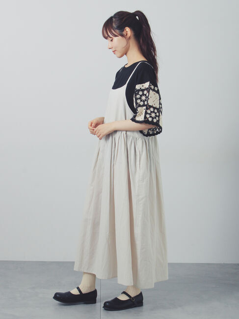 Samansa Mos2「【接触冷感】モチーフ編みコンビカットソー」|Tシャツ・カットソー|