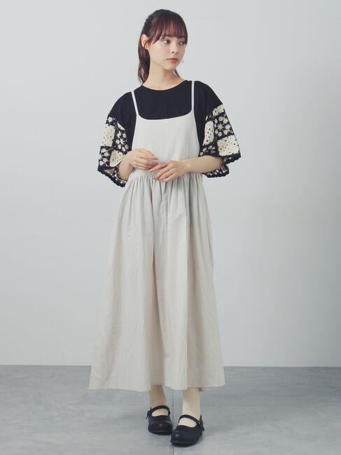 Samansa Mos2「【接触冷感】モチーフ編みコンビカットソー」|Tシャツ・カットソー|