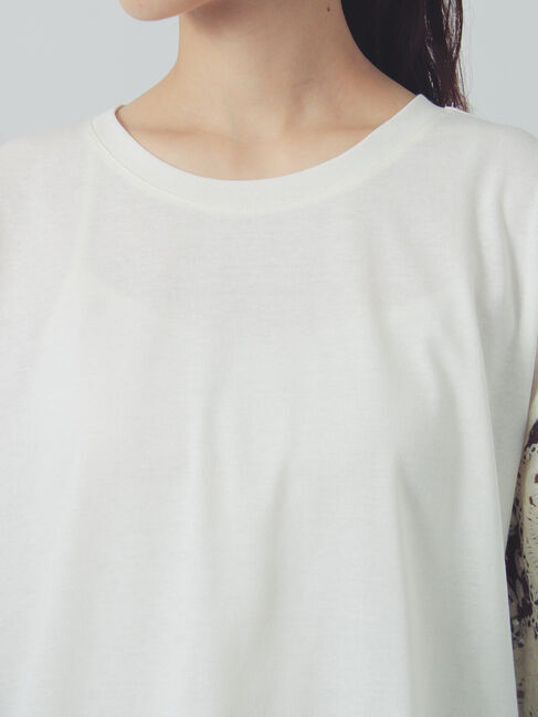 Samansa Mos2「【接触冷感】モチーフ編みコンビカットソー」|Tシャツ・カットソー|