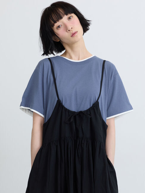 Samansa Mos2「【USAコットン】レイヤード風Tシャツ」|Tシャツ・カットソー|