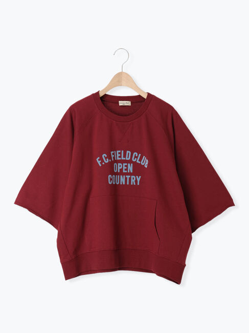 Samansa Mos2「ミニ裏毛7分袖ロゴスウェット」|Tシャツ・カットソー|バーガンディ