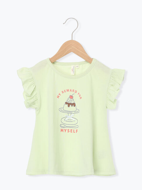 Samansa Mos2 Lagom「【吸水速乾】プリンプリントフリル袖Tシャツ」|Tシャツ・カットソー|