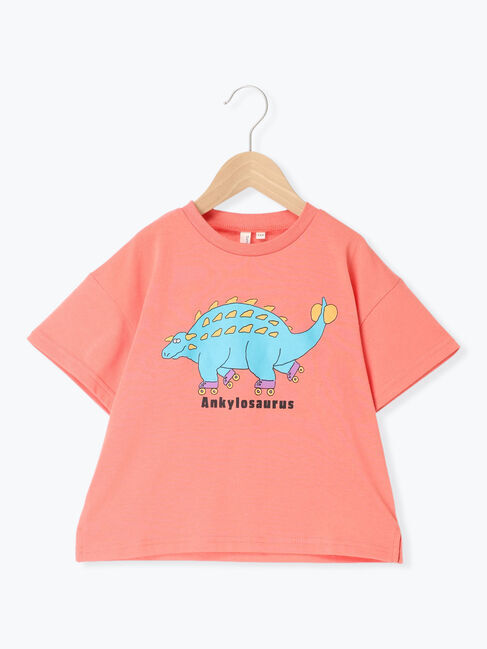 Samansa Mos2 Lagom「【吸水速乾】恐竜プリントTシャツ」|Tシャツ・カットソー|オレンジ