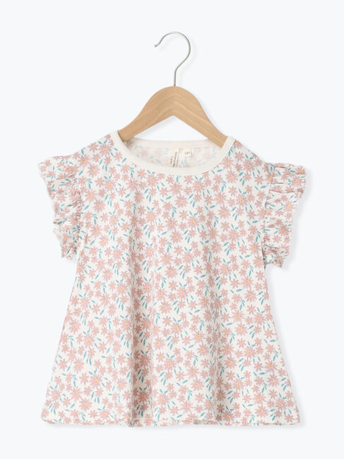 Samansa Mos2 Lagom「【吸水速乾】花柄フリル袖Tシャツ」|Tシャツ・カットソー|