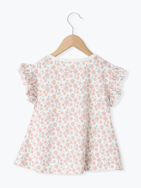 Samansa Mos2 Lagom「【吸水速乾】花柄フリル袖Tシャツ」|Tシャツ・カットソー|