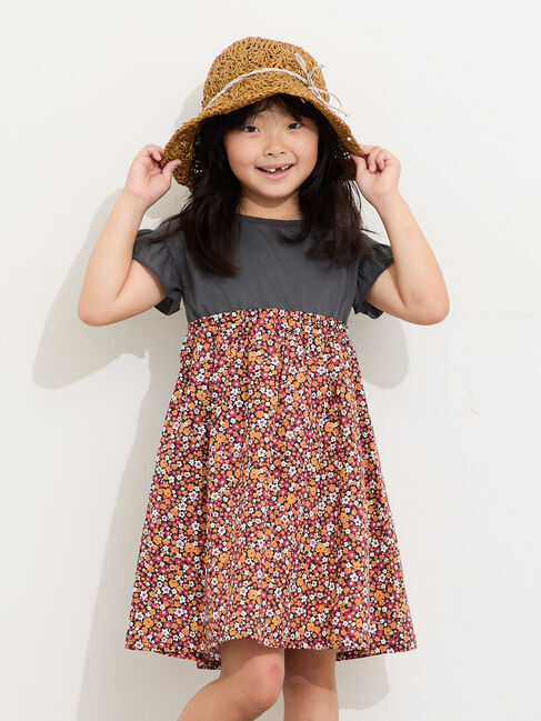 Samansa Mos2 Lagom「☆花柄ドッキングワンピース」|ワンピース|ブラック
