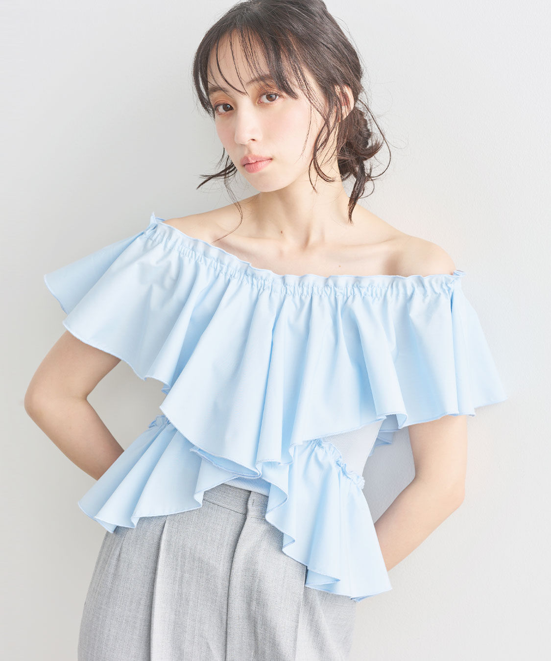 COCO DEAL「フリルオフショルトップス」|シャツ・ブラウス|ライトブルー