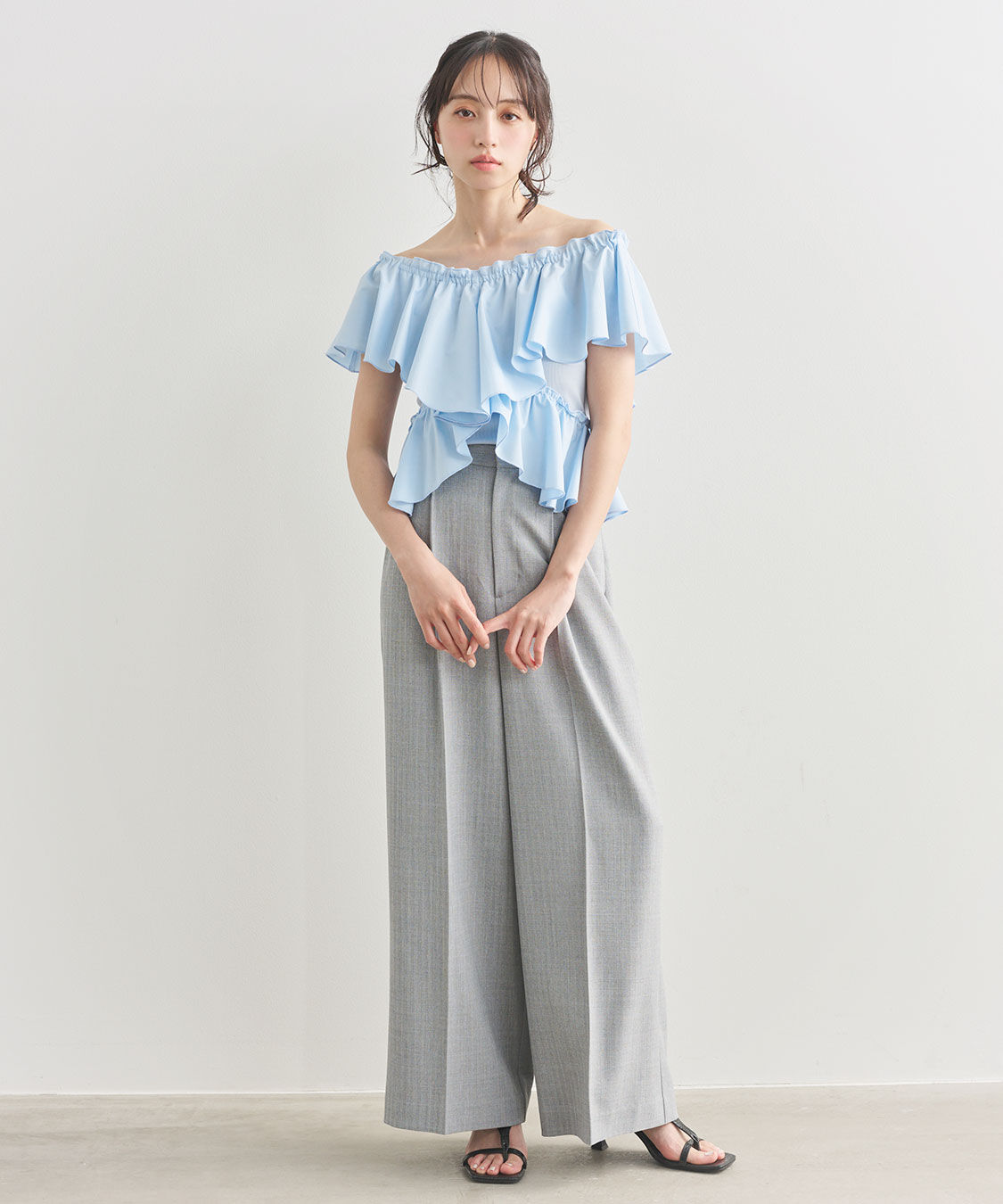 COCO DEAL「ヘリンボーンストレートスラックス」|スラックス|