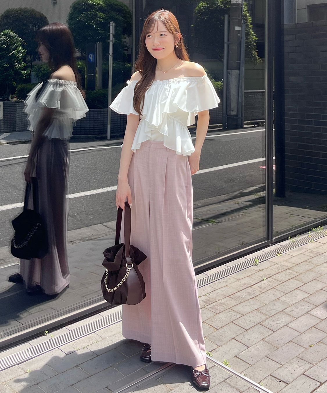COCO DEAL「ヘリンボーンストレートスラックス」|スラックス|
