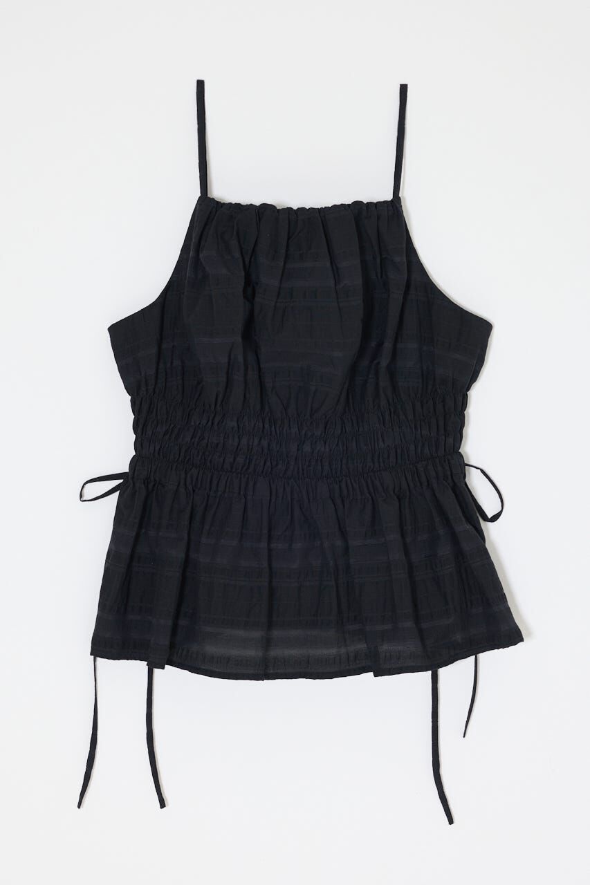 MOUSSY「PLAID GATHER キャミ」|キャミソール|BLK