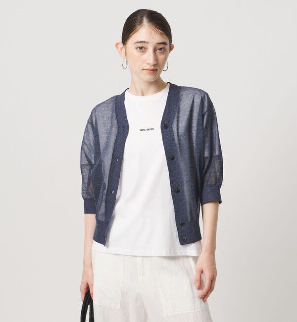 UNITED ARROWS「シアー Vネック カーディガン ‐ウォッシャブル‐」|カーディガン|NAVY
