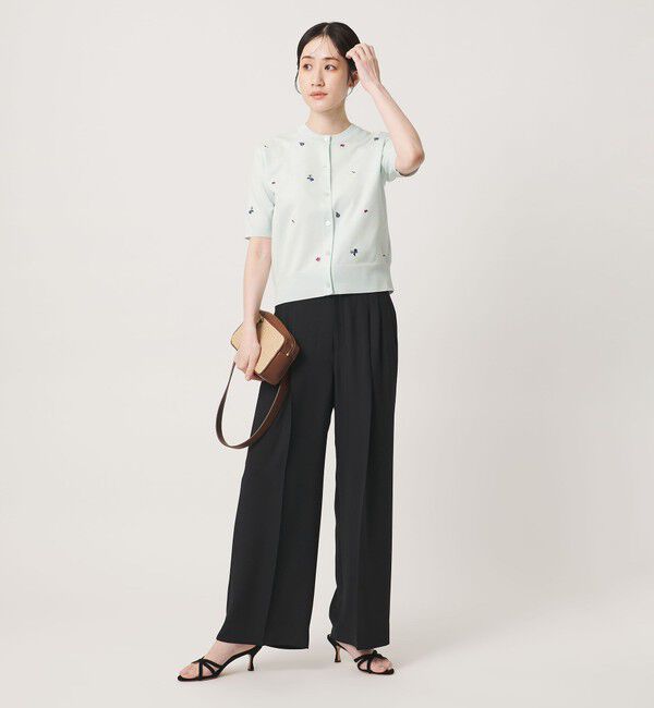 UNITED ARROWS「フラワー エンブロイダリー ショートスリーブ カーディガン ‐ウォッシャブル‐」|カーディガン|