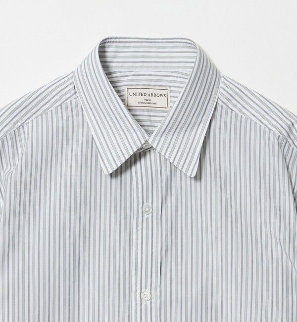UNITED ARROWS「ALBINI オルタネートストライプ ラウンドレギュラーカラー シャツ」|シャツ・ブラウス|