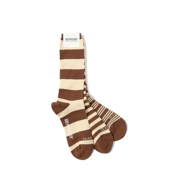 BEAMSBOY「テレコ ボーダー 3/2」|ソックス|BROWN*BEIGE