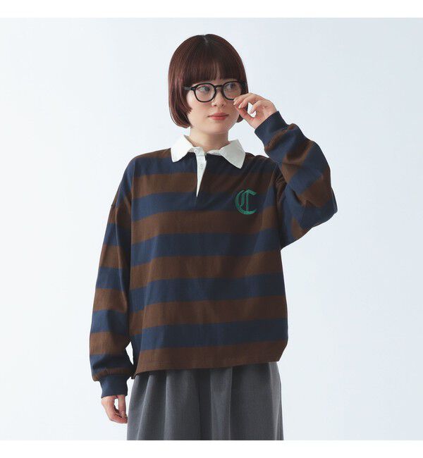 Ray BEAMS 「【別注】Champion / ラグビー Tシャツ」|ポロシャツ|NAVY*BROWN